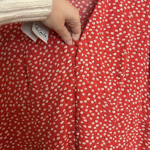 Rails Red Floral Daisies Dress Size Large - Picture 6 of 11